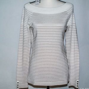 WHBM White Gold Metallic Stripe Sweater Tunic NWT